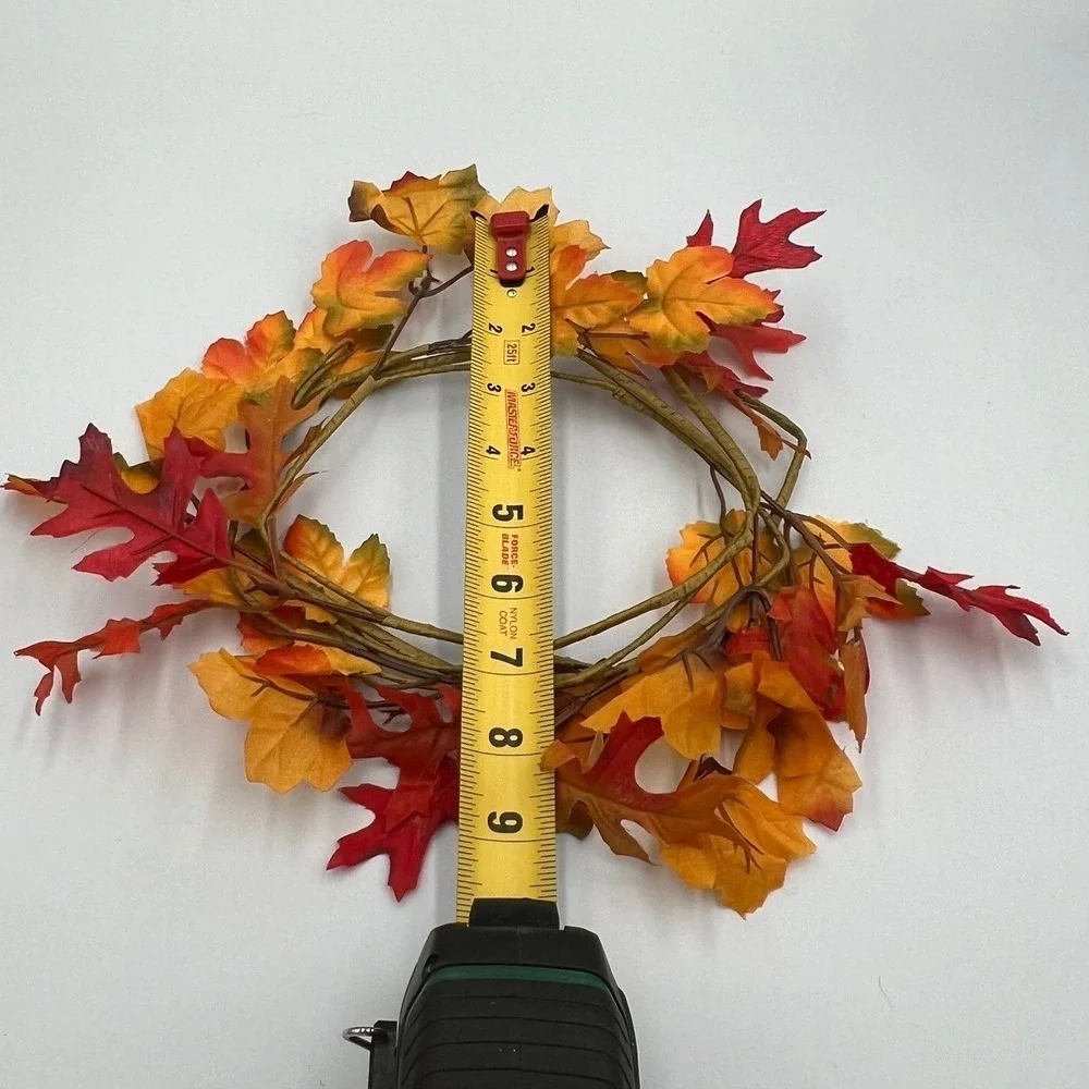 Maple Leaf Candle Rings Set of 2 Orange Red NWOT Fall Decor